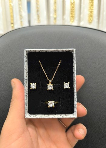 Accessorize Altin Tonlu Tasli 3 Parcali Taki Seti