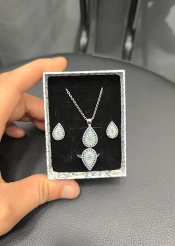 Accessorize Zarif Mavi Tasli Gumus Taki Seti