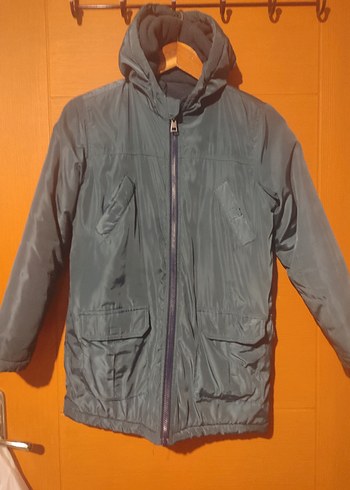 Erkek Çocuk Gri Fermuarlı Kapüşonlu Mont - Görsel 2