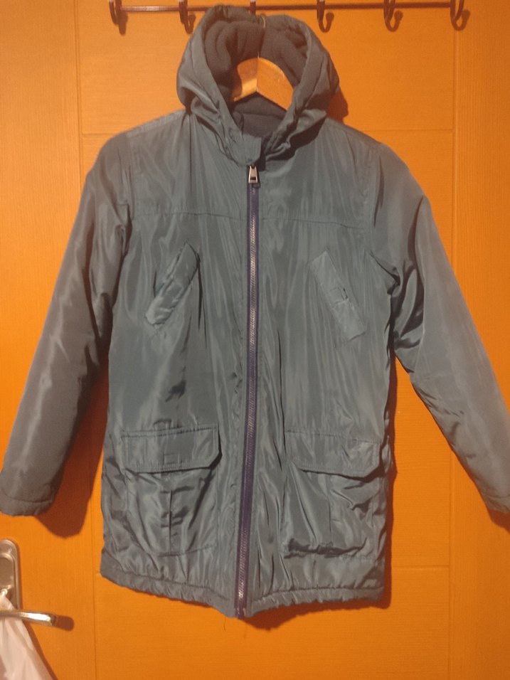 Erkek Çocuk Gri Fermuarlı Kapüşonlu Mont - Görsel 2