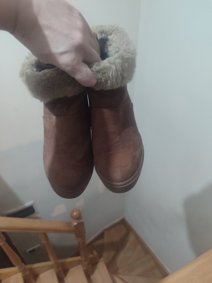 Kürklü Taba Süet Kadın Dolgu Topuk Bot - Görsel 2