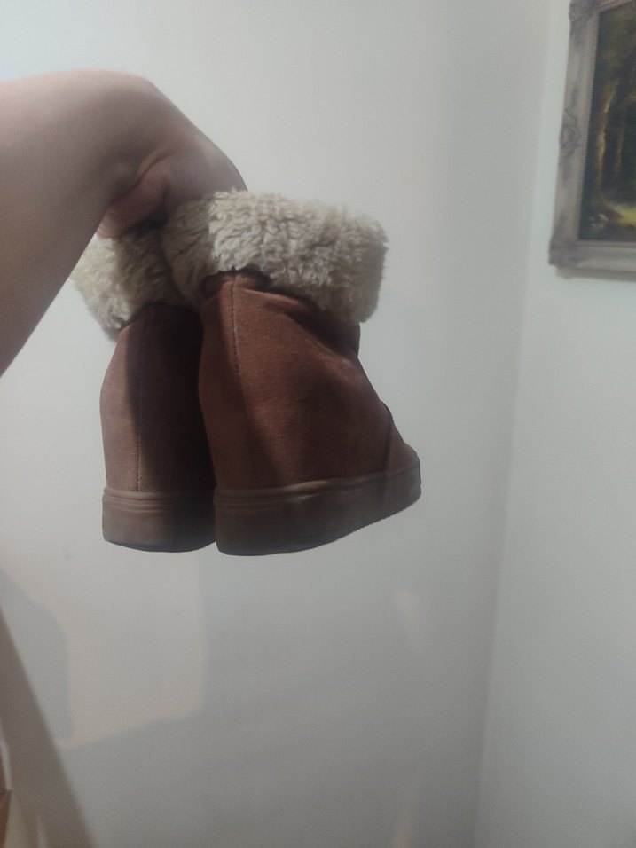 Kürklü Taba Süet Kadın Dolgu Topuk Bot - Görsel 4