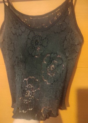 Dantel Detaylı Siyah İnce Askılı Kadın Atlet - Görsel 2