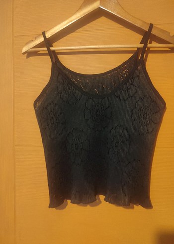 Dantel Detaylı Siyah İnce Askılı Kadın Atlet - Görsel 4