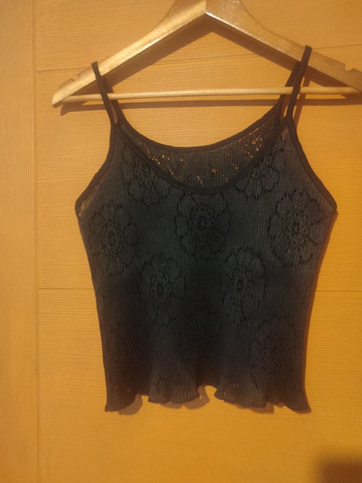 Dantel Detaylı Siyah İnce Askılı Kadın Atlet - Görsel 4