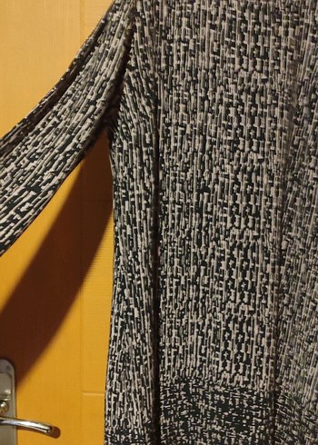 Desenli Siyah Hamile Tunik, Midi Boy, Uzun Kollu - Görsel 4