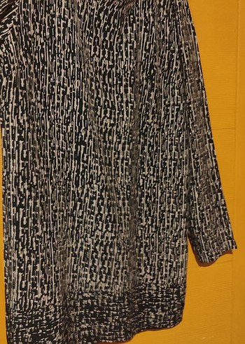 Desenli Siyah Hamile Tunik, Midi Boy, Uzun Kollu - Görsel 6