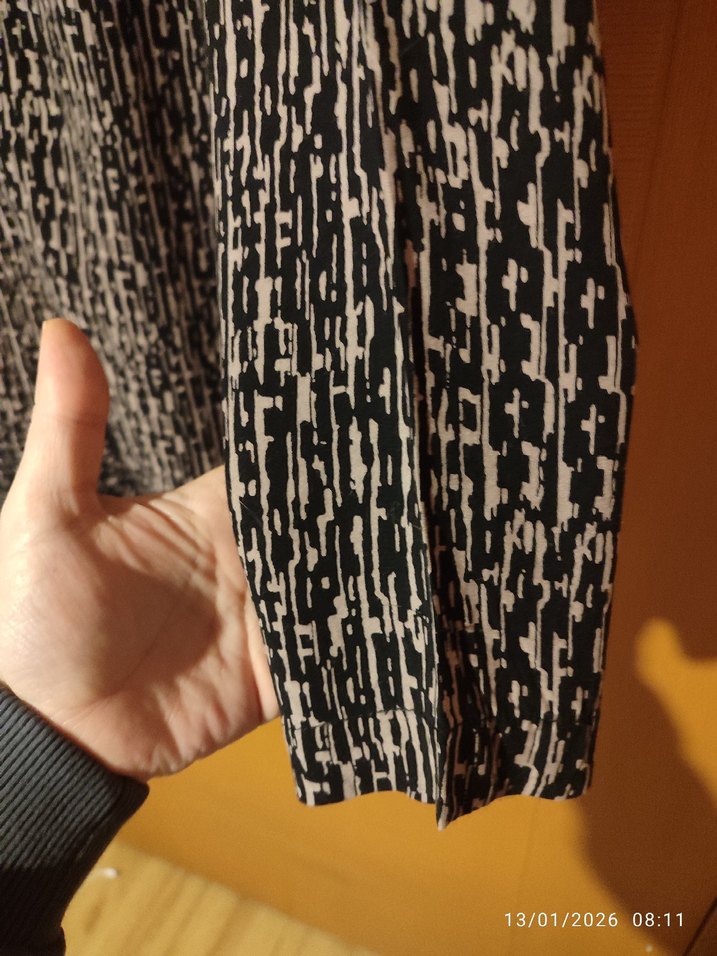 Desenli Siyah Hamile Tunik, Midi Boy, Uzun Kollu - Görsel 3