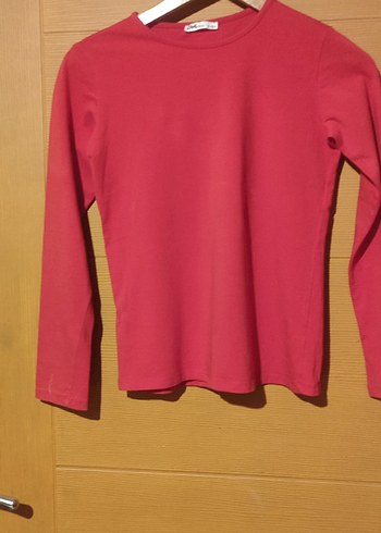 Kız Çocuk Kırmızı Uzun Kollu Basic Tişört - Görsel 5