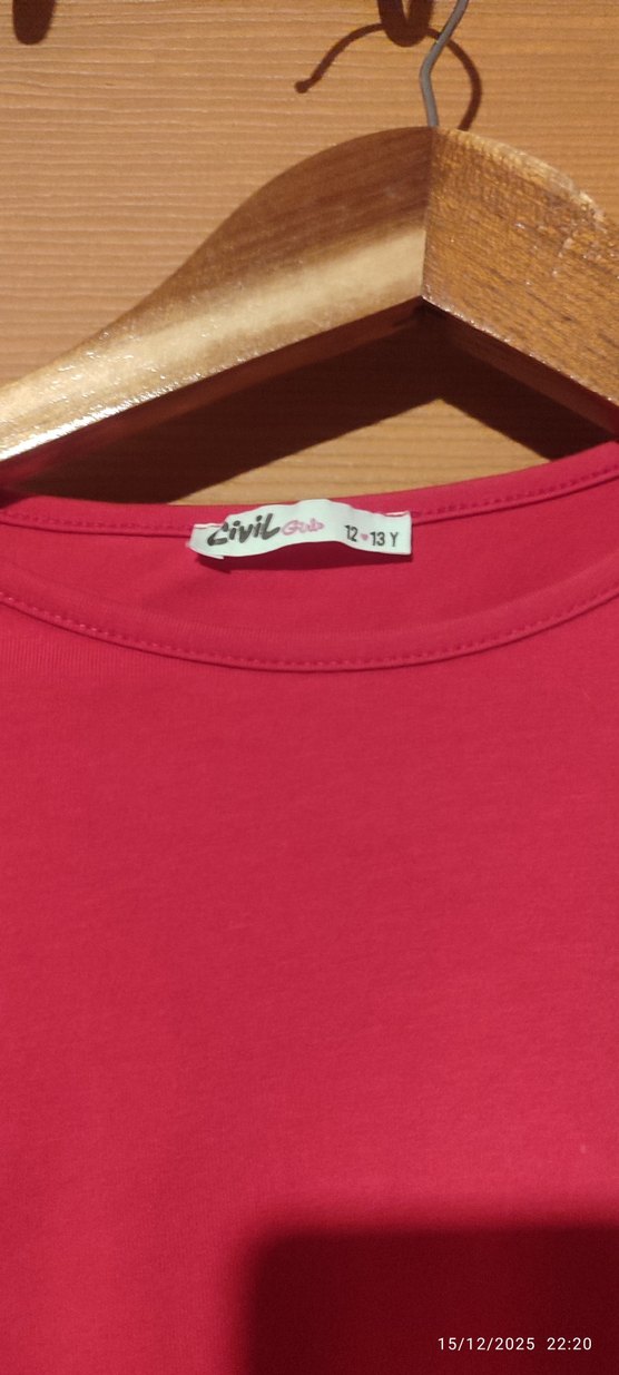 Kız Çocuk Kırmızı Uzun Kollu Basic Tişört - Görsel 4