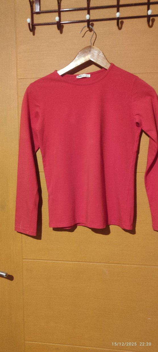 Kız Çocuk Kırmızı Uzun Kollu Basic Tişört - Görsel 5