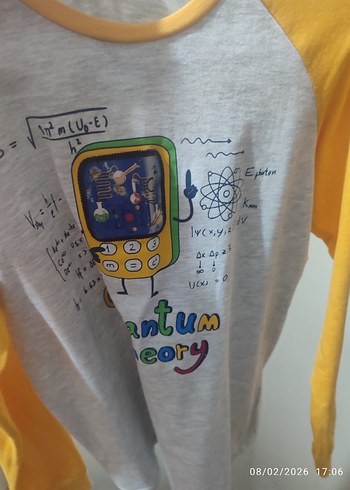 Sarı Pamuklu Baskılı  Uzun Kollu Tişört - Görsel 3