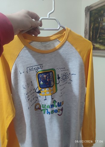 Sarı Pamuklu Baskılı  Uzun Kollu Tişört - Görsel 2