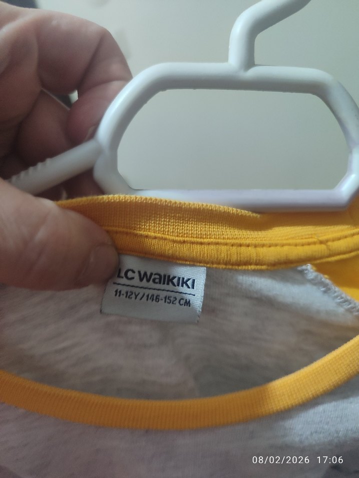 Sarı Pamuklu Baskılı  Uzun Kollu Tişört - Görsel 4