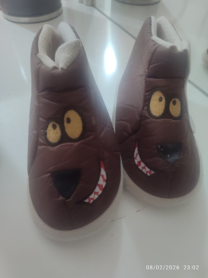 Kahverengi Erkek Çocuk Sıcak Ev Terliği - Görsel 4