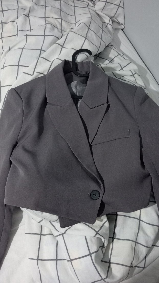 Gri Düğmeli Kadın Midi Blazer Ceket - Görsel 2