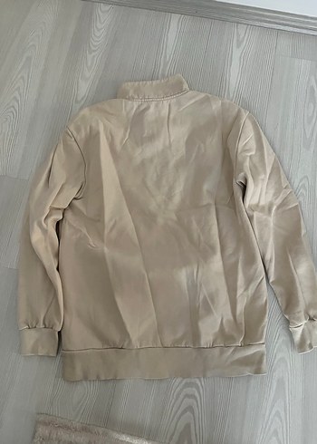 s Beden Erkek Bej Fermuarlı Yarım Boğazlı Sweatshirt
