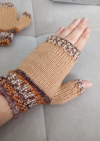 Bohem Tarz Kadın Örgü Parmaksız Eldiven - Görsel 3