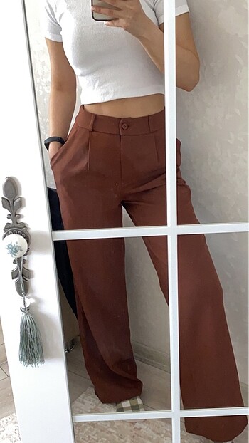 Kahverengi kumaş pantolon