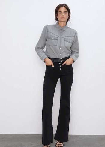 Zara Zara siyah flare ispanyol paça jean