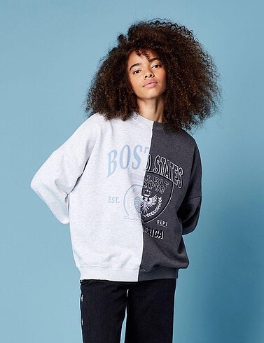 Jennyfer bershka iki renkli sweatshirt