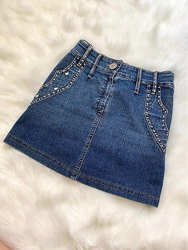 Mango taş detaylı vintage kot etek