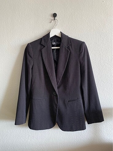 Zara koyu lacivert puantiyeli blazer ceket