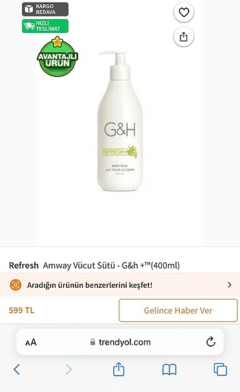 Refresh amway vücut sütü nemlendirici