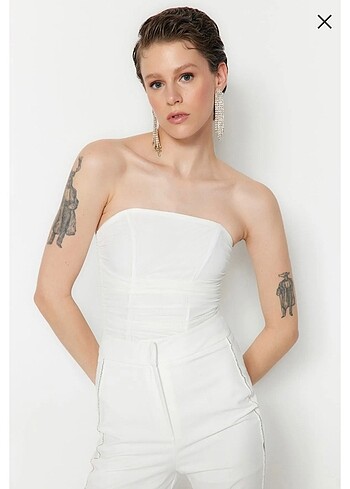 Trendyol milla beyaz tül balenli bodysuit