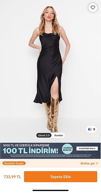 Trendyol milla gri saten gece elbisesi - Görsel 4