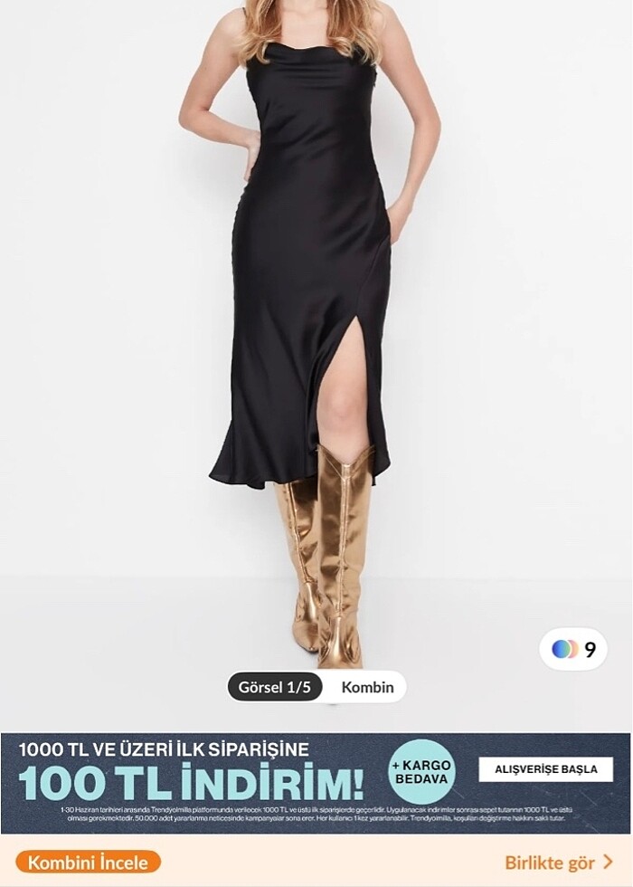 Trendyol milla gri saten gece elbisesi - Görsel 4