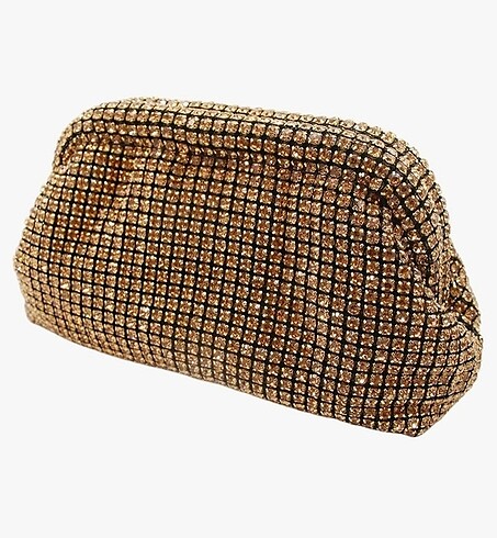 Zara Zara gold altın rengi ışıltılı taşlı çanta