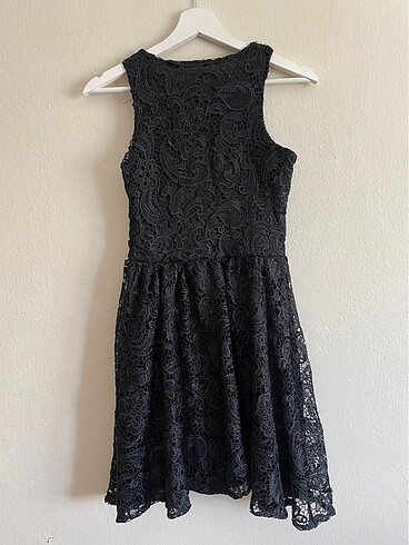 Koton siyah dantelli fisto kısa elbise - Görsel 6