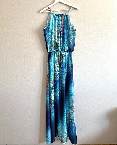 Mango Mango batik desenli şifon uzun elbise