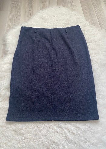 Lacivert koton Midi Kalem Etek - Görsel 4