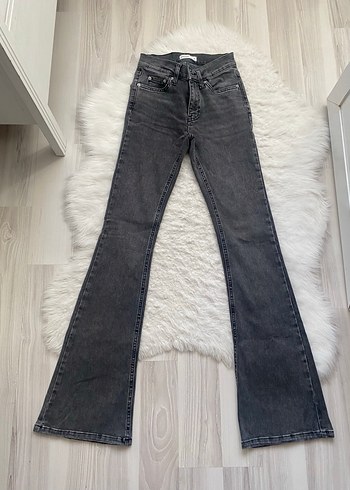 Bershka ispanyol paça antrasit jean - Görsel 9