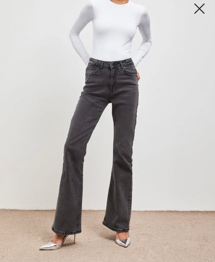 Bershka ispanyol paça antrasit jean - Görsel 2