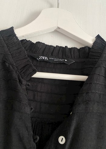 Zara boho chic Siyah Fırfırlı Kadın Gömlek - Görsel 4