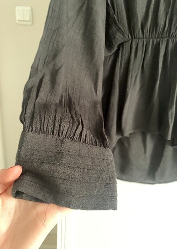 Zara boho chic Siyah Fırfırlı Kadın Gömlek - Görsel 5
