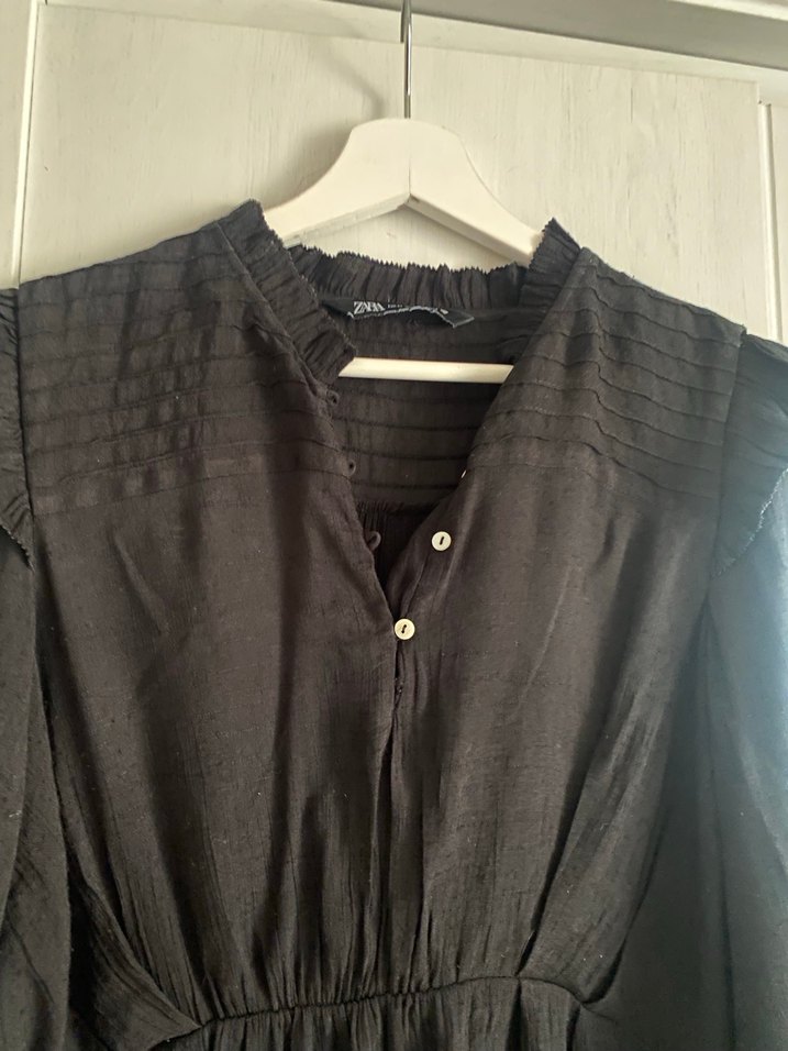 Zara boho chic Siyah Fırfırlı Kadın Gömlek - Görsel 3