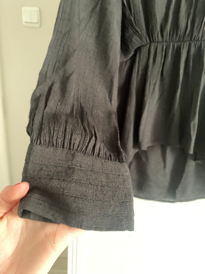 Zara boho chic Siyah Fırfırlı Kadın Gömlek - Görsel 5