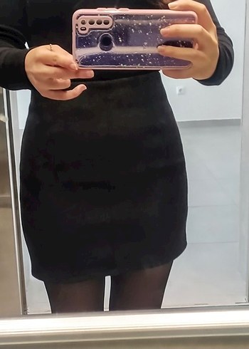 Kaşe yünlü kışlık füme Mini Kalem Etek - Görsel 2