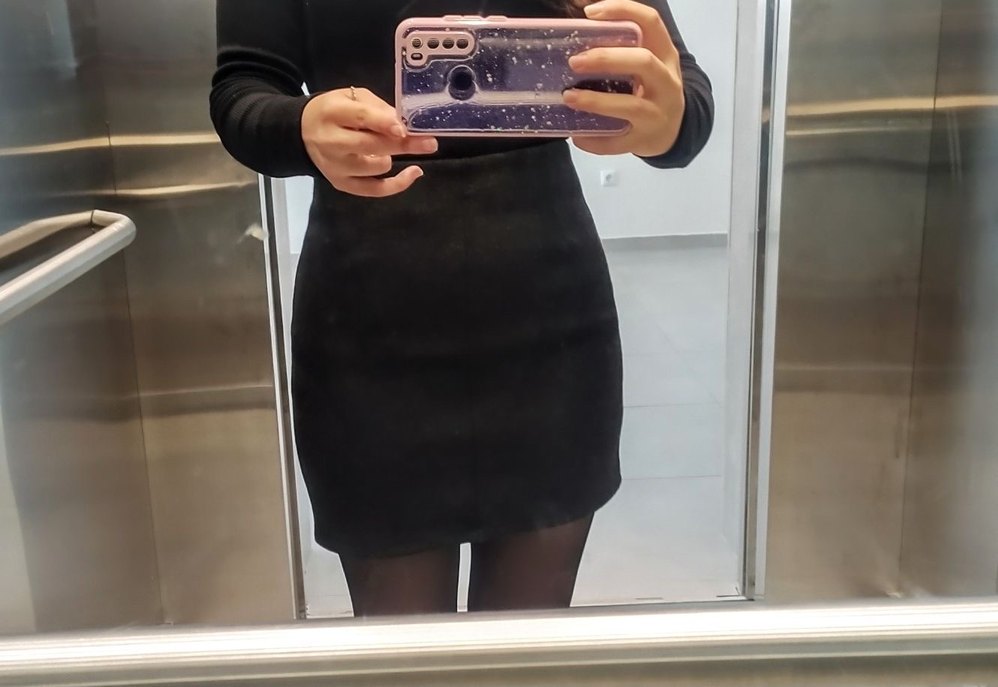 Kaşe yünlü kışlık füme Mini Kalem Etek - Görsel 2