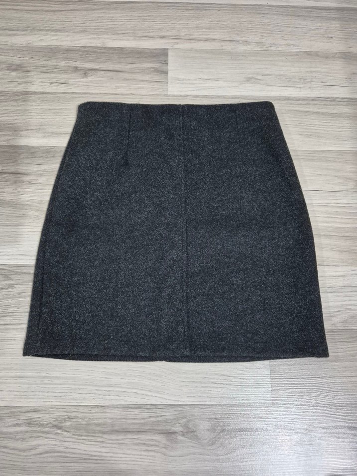 Kaşe yünlü kışlık füme Mini Kalem Etek - Görsel 3