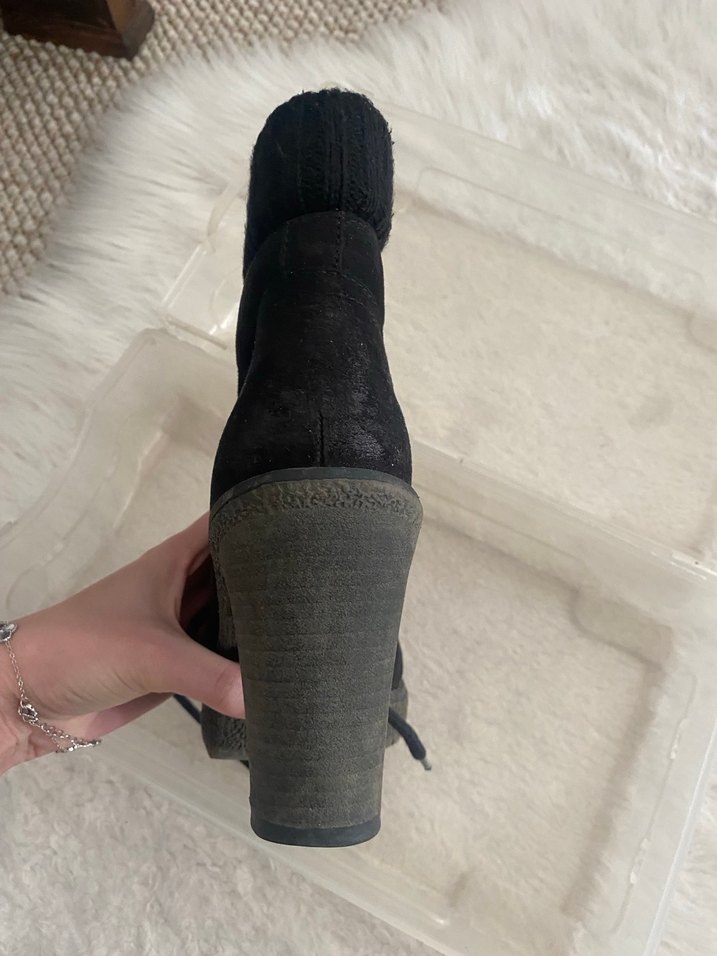 Graceland Siyah Süet Platform Topuklu Kadın Bot - Görsel 5
