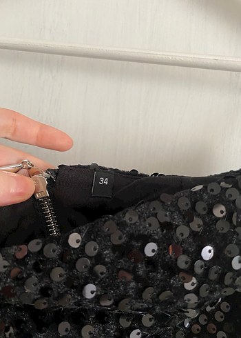 Siyah Straplez Payetli Pullu Mini büstiyer - Görsel 7