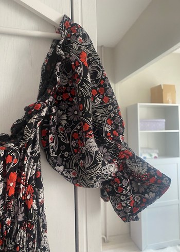 Kabarık balon kol çiçekli Straplez Mini Elbise