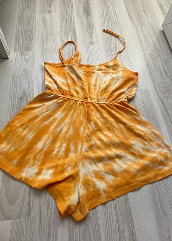 m Beden sarı Renk Sarı turuncu batik Mini Bohem Tulum