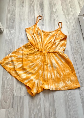 Sarı turuncu batik Mini Bohem Tulum