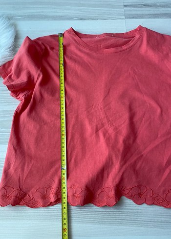m Beden kırmızı Renk Koton nar çiçegi dantel baskılı crop tshirt